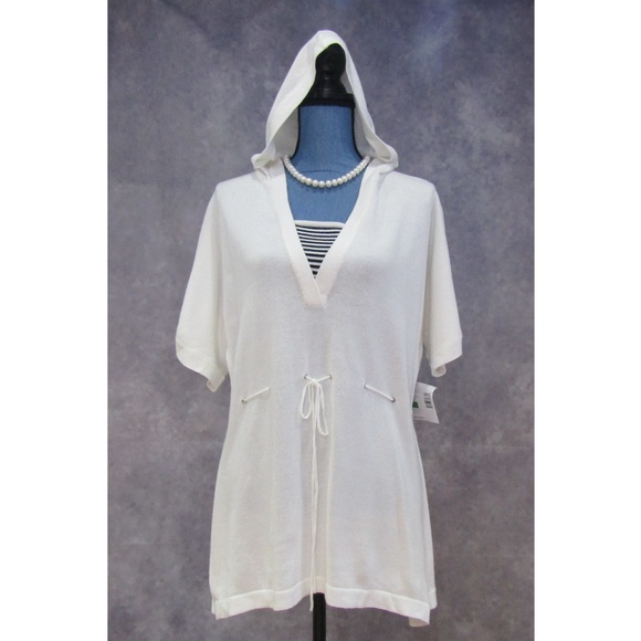NWT Sag Harbor White Drawstring Hooded Top Cruise! - Picture 3 of 6